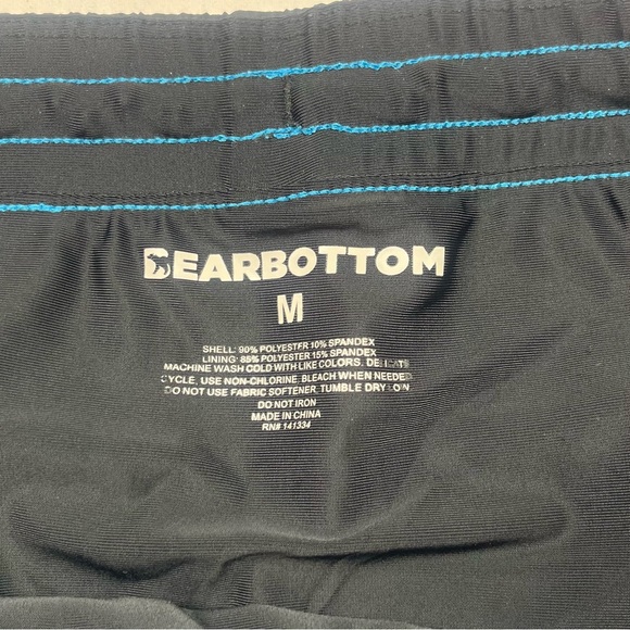 Bear Bottom Mens Lined Gym Shorts Sz Medium Blue Elastic Waist Pockets B6 - Picture 3 of 8